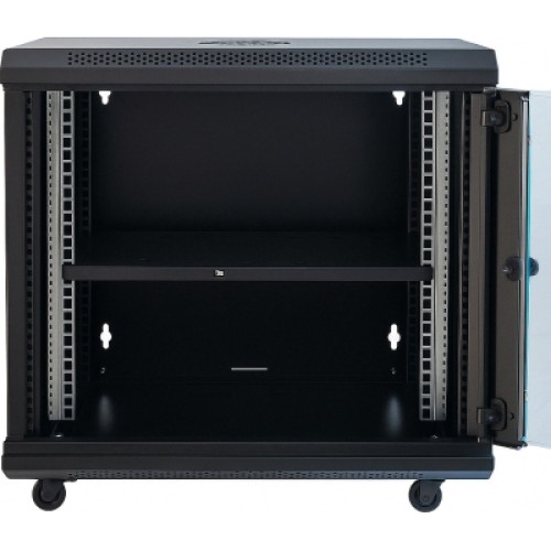 Шкаф настенный GEAR 12U 19" 600x450x650 мм, + полка 19", black (GWMSN-12U-600-450)