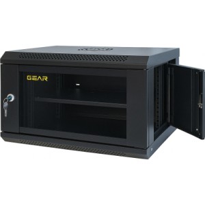 Шкаф настенный GEAR 6U 19" 600x450x350 мм, + полка 19", black (GWMSN-6U-600-450)