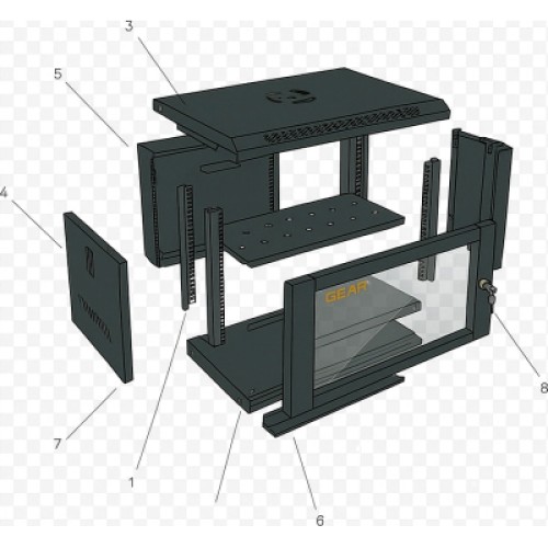 Шкаф настенный GEAR 9U 19" 600x450x500 мм, + полка 19", black (GWMSN-9U-600-450)