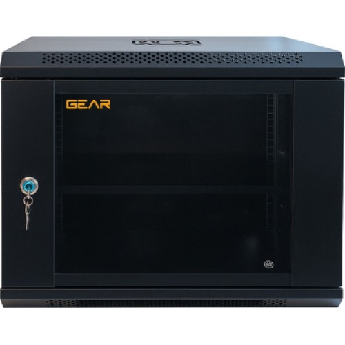 Шкаф настенный GEAR 9U 19" 600x450x500 мм, + полка 19", black (GWMSN-9U-600-450)