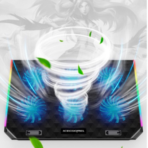 Подставка для ноутбука IceCoorel 10-15.6", 6*80mm 1800 RPM, 2*USB, 366x256x23mm, RGB (A17)
