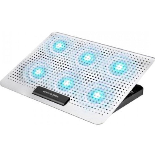 Подставка для ноутбука IceCoorel 10-15.6", 6*60mm 580 RPM, 2*USB, 350x225x26mm, Silver (A19)