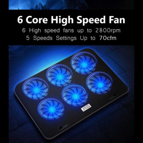 Подставка для ноутбука IceCoorel 10-15.6", 6*60mm 2500 RPM, 2*USB, 353x255x32mm, Black (A9)