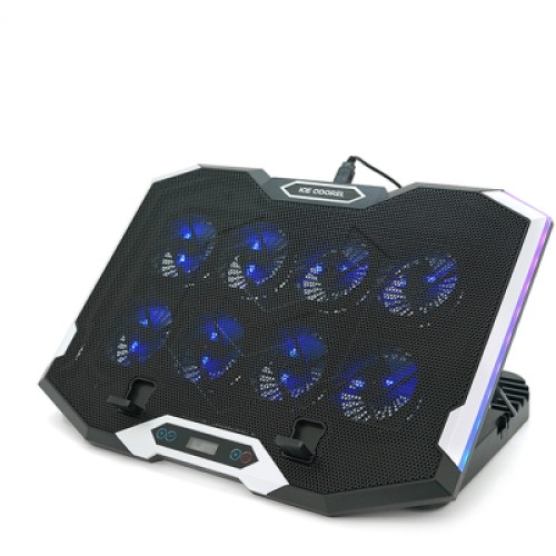 Подставка для ноутбука IceCoorel 10-17", 8*70mm, 2*USB, + LCD, 410x297x40mm, RGB (K10)
