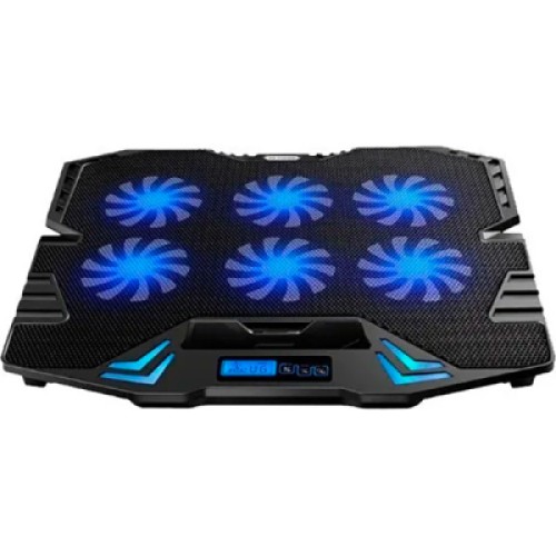 Подставка для ноутбука IceCoorel 10-17", 6*70mm 1800 RPM, 2*USB, + LCD, 365*297*30mm, Black (K8)