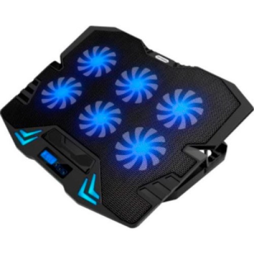 Подставка для ноутбука IceCoorel 10-17", 6*70mm 1800 RPM, 2*USB, + LCD, 365*297*30mm, Black (K8)