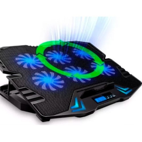 Подставка для ноутбука IceCoorel 10-17", 6*70mm 1800 RPM, 2*USB, + LCD, 365*297*30mm, Black (K8)