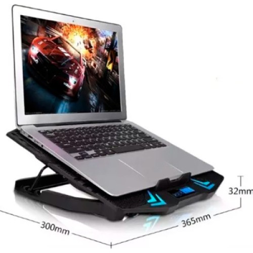 Подставка для ноутбука IceCoorel 10-17", 6*70mm 1800 RPM, 2*USB, + LCD, 365*297*30mm, Black (K8)