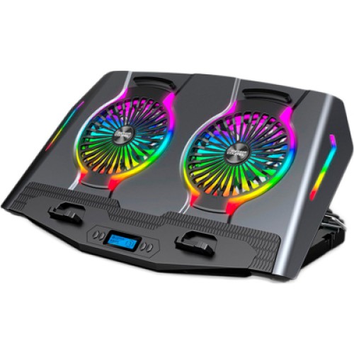 Подставка для ноутбука IceCoorel 10-18", 2*125mm 1400 RPM, 2*USB, + LCD display, 461x298x52mm, RGB (N10)