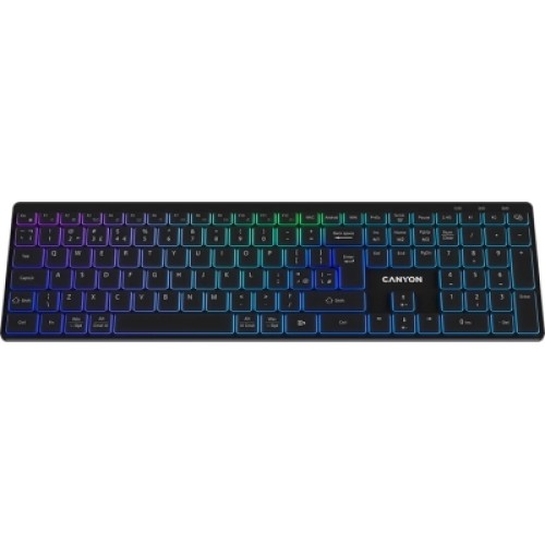 Клавиатура Canyon HKB-W11 Slim Dual Mode Wireless/Bluetooth RGB UA Black (CNS-HBTK11B)