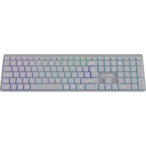 Клавиатура Canyon HKB-W11 Slim Dual Mode Wireless/Bluetooth RGB UA Grey (CNS-HBTK11G)
