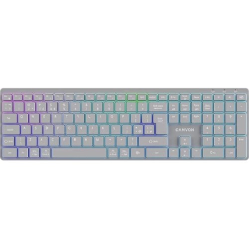 Клавиатура Canyon HKB-W11 Slim Dual Mode Wireless/Bluetooth RGB UA Grey (CNS-HBTK11G)