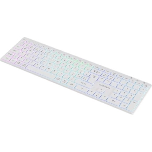 Клавиатура Canyon HKB-W11 Slim Dual Mode Wireless/Bluetooth RGB UA White (CNS-HBTK11W)