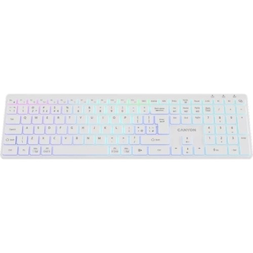 Клавиатура Canyon HKB-W11 Slim Dual Mode Wireless/Bluetooth RGB UA White (CNS-HBTK11W)