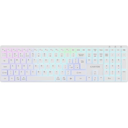Клавиатура Canyon HKB-W11 Slim Dual Mode Wireless/Bluetooth RGB UA White (CNS-HBTK11W)