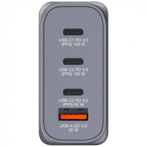 Зарядное устройство Verbatim GaN 100 W 4 ports (2xUSB-C-100 W,USB-C 65 W /USB-A -3.0) (32202)
