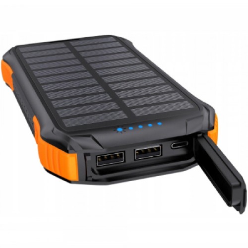 Батарея универсальная Choetech 10000mAh 10W 2USB-A+USB-C,solar panel Black-Orange (B658-OR)