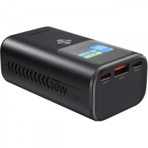 Батарея универсальная Choetech 10000mAh 30W, PD, USB-C, USB-A, Color Display Clock, functionsAlarm,Stopwatch,Timer (B701-CCGY)
