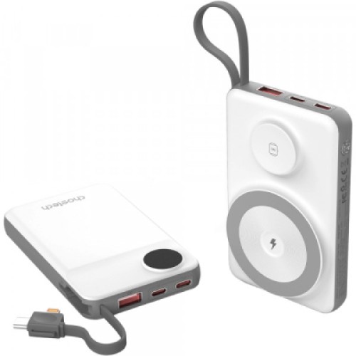 Батарея универсальная Choetech Magnetic Wireless 10000mAh 15W, PD, QC/3.0, 3in1charg. with build-in cable (B695-GW)