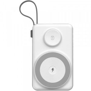 Батарея универсальная Choetech Magnetic Wireless 10000mAh 15W, PD, QC/3.0, 3in1charg. with build-in cable (B695-GW)