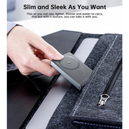 Батарея универсальная Choetech Magnetic Wireless 10000mAh 20W, PD, Qi-15W, USB-C In/Out, Ultra-thin, Black (B739-CCBK)