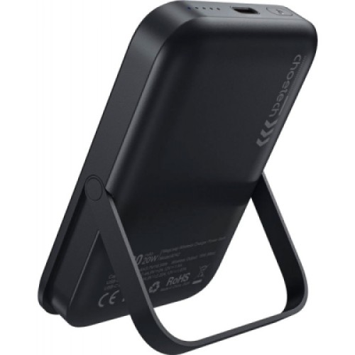 Батарея универсальная Choetech Magnetic Wireless 10000mAh 20W, PD, Qi-15W, USB-C In/Out, with holder, Black (B743-CCBK)