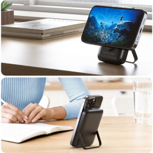 Батарея универсальная Choetech Magnetic Wireless 10000mAh 20W, PD, Qi-15W, USB-C In/Out, with holder, Black (B743-CCBK)