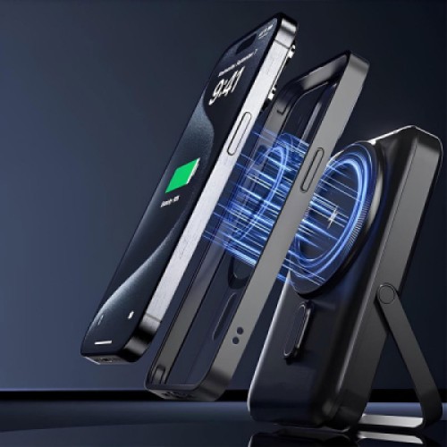 Батарея универсальная Choetech Magnetic Wireless 10000mAh 20W, PD, Qi-15W, USB-C In/Out, with holder, Black (B743-CCBK)