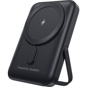 Батарея универсальная Choetech Magnetic Wireless 10000mAh 20W, PD, Qi-15W, USB-C In/Out, with holder, Black (B743-CCBK)