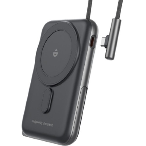 Батарея универсальная Choetech Magnetic Wireless 10000mAh 20W, PD, Qi-15W, USB-C In/Out, build-in cabel, Black (B735-CCBK)