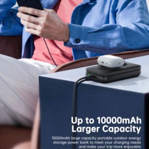 Батарея универсальная Choetech Magnetic Wireless 10000mAh 20W, PD, Qi-2 15W, USB-C, Lightning, Apple Watch charger (B750-CCBK)