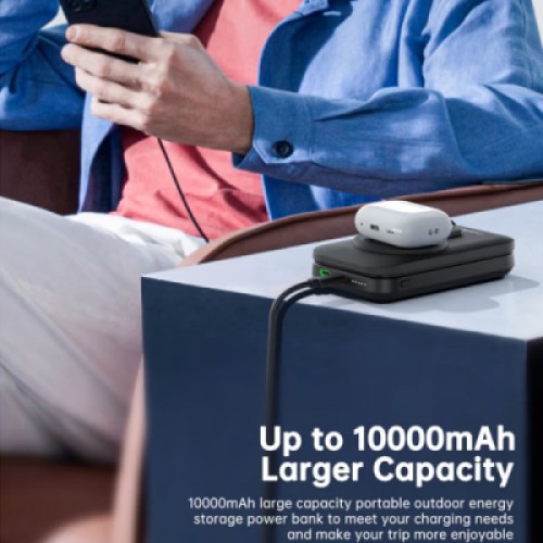 Батарея универсальная Choetech Magnetic Wireless 10000mAh 20W, PD, Qi-2 15W, USB-C, Lightning, Apple Watch charger (B750-CCBK)