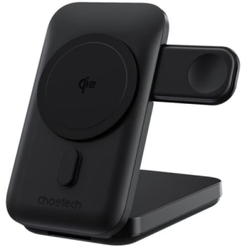 Батарея универсальная Choetech Magnetic Wireless 10000mAh 20W, PD, Qi-2 15W, USB-C, Lightning, Apple Watch charger (B750-CCBK)