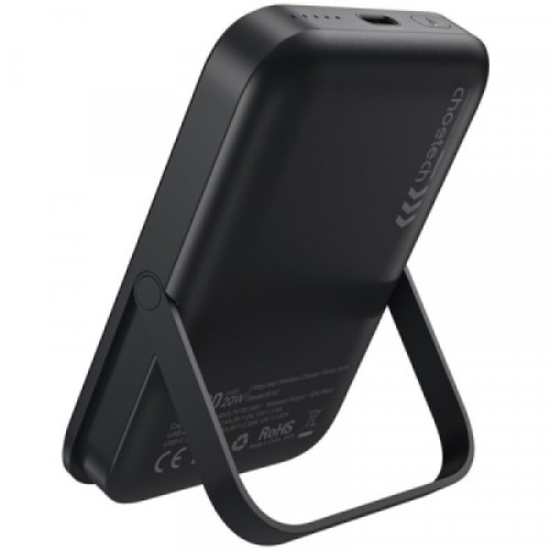 Батарея универсальная Choetech Magnetic Wireless 5000mAh 20W, PD, Qi-15W, USB-C In/Out, with holder, Black (B742-CCBK)