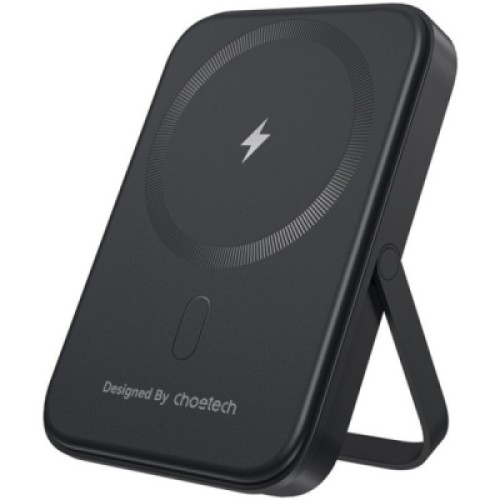 Батарея универсальная Choetech Magnetic Wireless 5000mAh 20W, PD, Qi-15W, USB-C In/Out, with holder, Black (B742-CCBK)