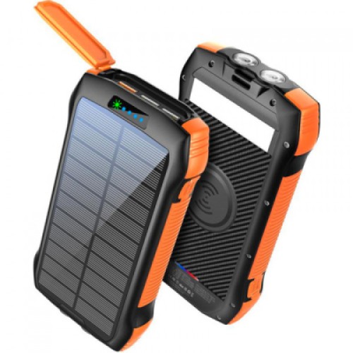 Батарея универсальная Choetech Wireless 20000mAh 20W, PD, QC/3.0, solar panel, Qi-5W, Black-Orange (B657-OR)