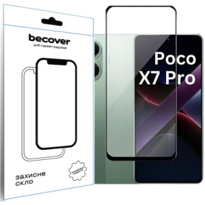 Стекло защитное BeCover Poco X7 Pro Black (713415)