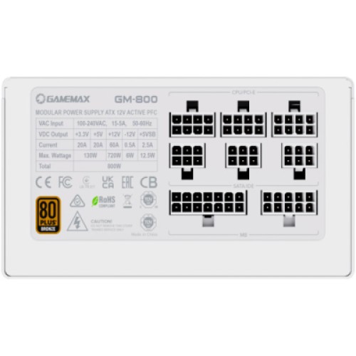 Блок питания Gamemax 800W (GM-800 Modular white)