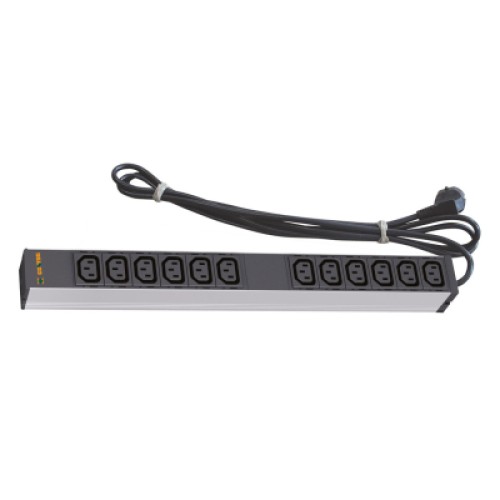Силовой блок 19" 1U 12 розеток IEC C13, вилка Schuko, кабель 3м. Conteg (DP-RP-12-IECC13)