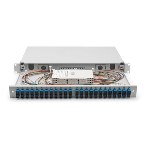 Патч-панель 1U 19", 24xSC duplex, SM, incl. splice cassette, pigtails OS2, adapter Digitus (DN-96322/9)