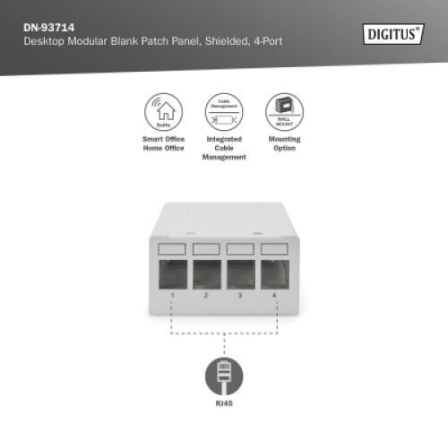 Патч-панель настільна, 4 порти, модульна Digitus (DN-93714)