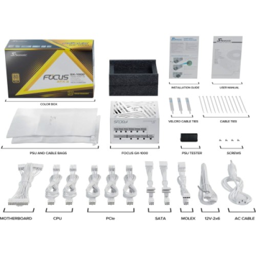 Блок питания Seasonic 1000W FOCUSGX-1000-ATX31-WH (FOCUS-GX-1000-ATX31-WHITE)