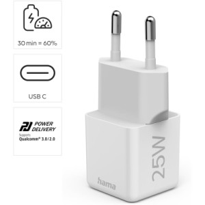 Зарядное устройство Hama 25W USB-С PD white (00201981)