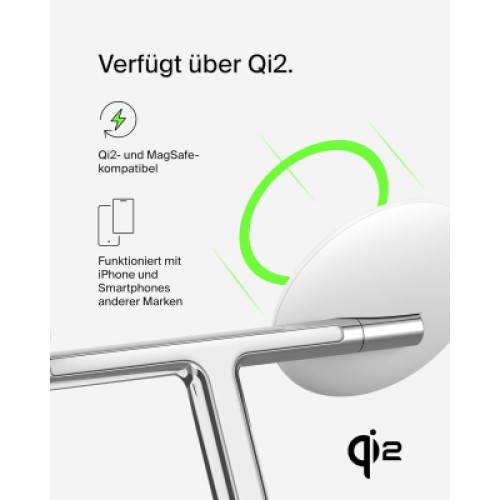Зарядное устройство Belkin 3in1 Magnetic Adjustable Pad Qi2 15W White (WIZ023VFWH)