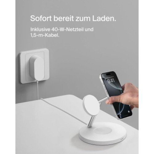 Зарядное устройство Belkin 3in1 Magnetic Pad Qi2 15W White (WIZ032KQWH)