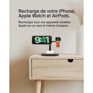 Зарядное устройство Belkin 3in1 Magnetic Pad Qi2 15W Black (WIZ032KQBK)