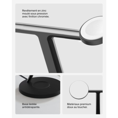 Зарядное устройство Belkin 3in1 Magnetic Pad Qi2 15W Black (WIZ032KQBK)