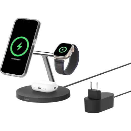 Зарядное устройство Belkin 3in1 Magnetic Pad Qi2 15W Black (WIZ032KQBK)