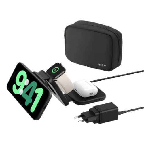 Зарядное устройство Belkin 3in1 Travel Pad Wireless Qi2 15W Black (WIZ024VFBK)