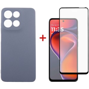 Чехол для мобильного телефона Dengos Motorola G15/G15 Power Carbon + glass (Grey) (DG-KM-147)